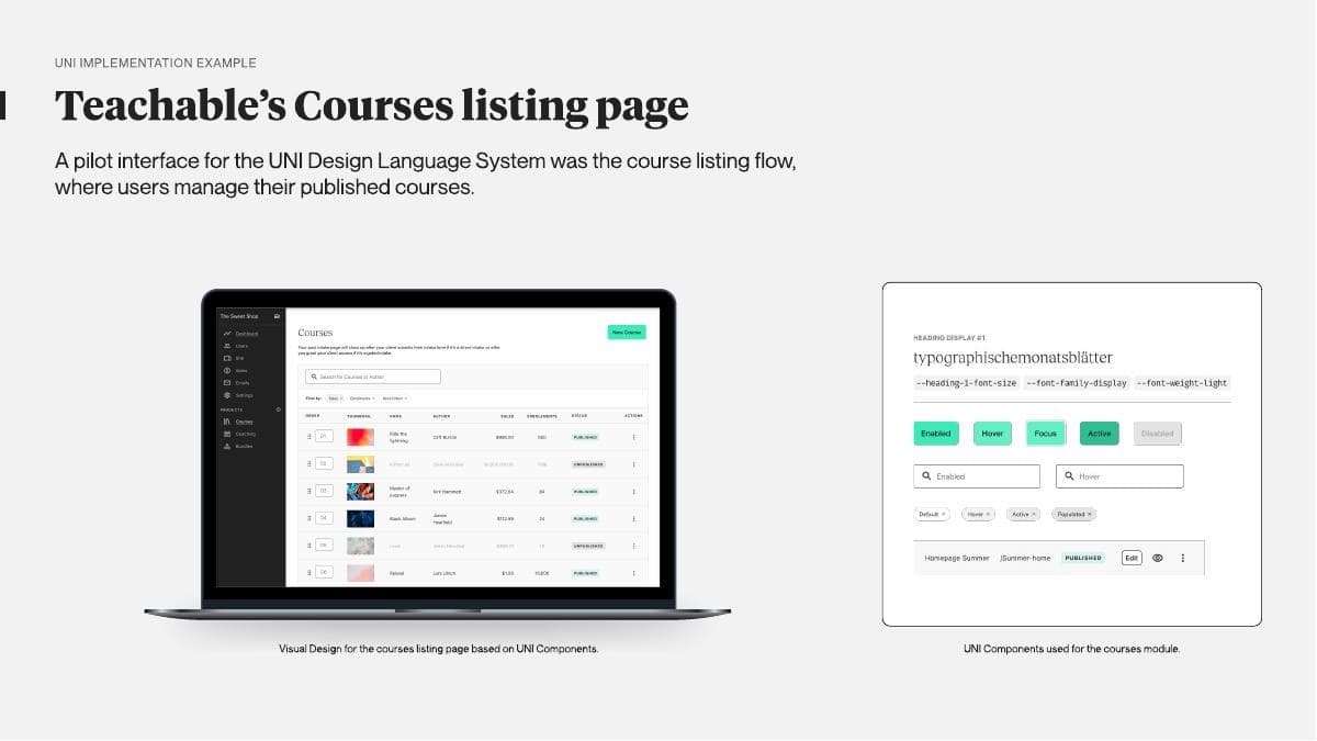 Teachable UNI design system implementation